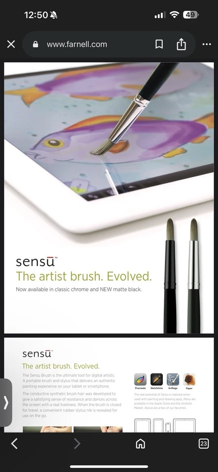 Sensu Portátil Artista Cepillo y Lápiz Pantalla Táctil Dispositivos Arte Digital SENSU1 Nuevo Foto 3 de 4