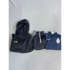 Under Armour Nike Boys M Lot of 3 HeatGear Black Neon Yellow Half Zip Hoodie