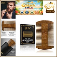 Beard Comb Natural Green Sandalwood Pocket Size With Carry Case Fine Coarse