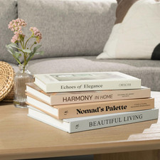 Decorative Books for Home Decor Set of 4 Large Faux Decoration Coffee Table