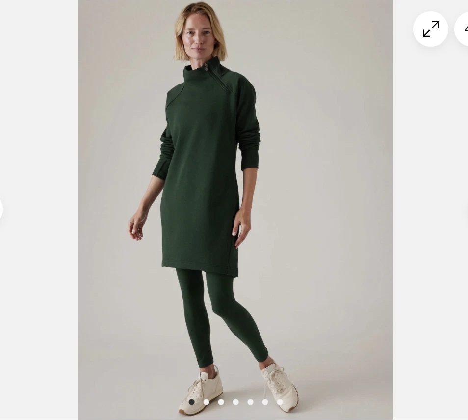 Athleta Mujer |XS| Acogedor Vestido Sudadera Karma en Snack de Algas #787313 Foto 2 de 4