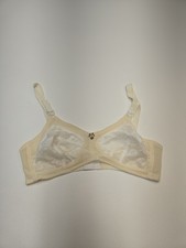 vintage Bullet bra 36c Semisheer Rosette Yellow White