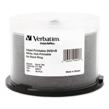 Verbatim 94917 4.7 GB 16x DVD R Recordable Disc - White (50/Pack) New