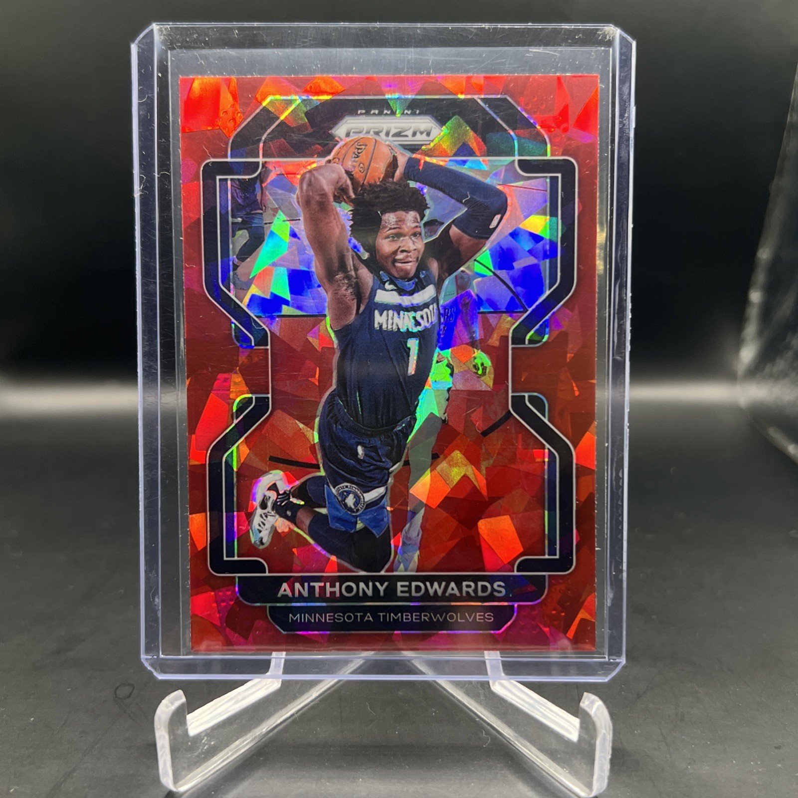 Anthony Edwards 2021-22 NBA Prizm Red Cracked Ice Card #37 Timberwolves