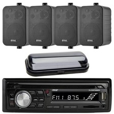 Pyle Bluetooth MP3 AM/FM CD Radio Receiver, 4x Enrock 4" Box Speakers, Cover
