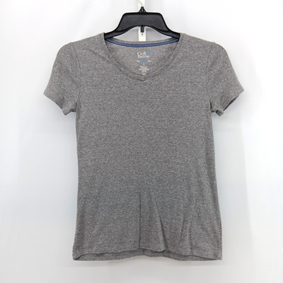 Croft & Barrow Shirt Women Small Gray Short Sleeve V Neck Lightweight Casual Top