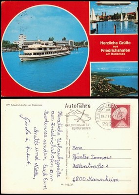 Friedrichshafen Mehrbildkarte mit Zeppelin und Bodensee-Schiff STUTTGART 1980