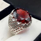 Red Garnet Gemstone Ring 925 Sterling Silver Men's Native America Ring All Size