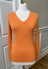 Banana Republic Sweater Sz M Pullover Ribbed Cotton Wool Blend Mango Orange NWT