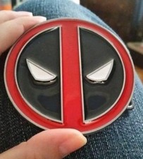 Marvel Deadpool Logo Black Red Metal Belt Buckle Men 8.0x8.0cm FP-03304