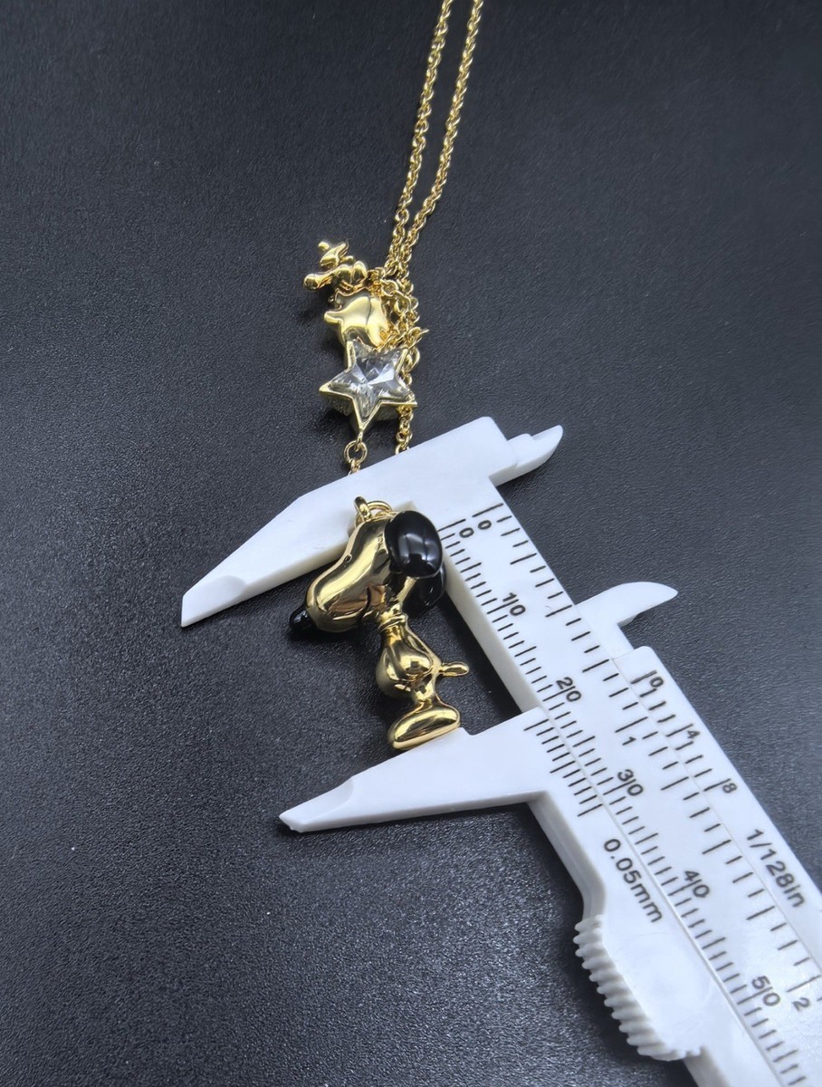 Coach X Peanuts Snoopy And Woodstock Pendant Necklace CCA48 Gold