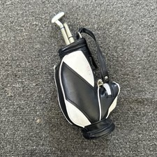 Golf Club Shaped Ballpoint Pen Set with Mini Golf Bag Holder, Black White