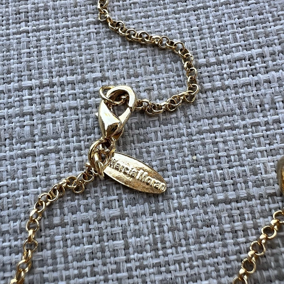 Marcia Moran Gold Plated Druzy Stone Pendant Necklace 18” Long - Image 3 of 4