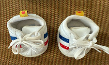 Build A Bear Workshop White Sneakers Tennis Shoes Red And Blue Strips EUC