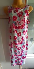 Pink Blue Midi Dress Summery Stretchy Shift Size XL