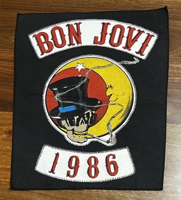 BON JOVI 1986 BACK LARGE PATCH Patches VINTAGE RARE JACKET SLIPPERY WHEN WET
