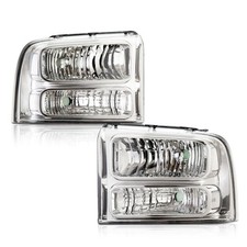 Pair Headlights For Ford F250 F350 F450 F550 Super Duty 05-07 Clear Lens Chrome