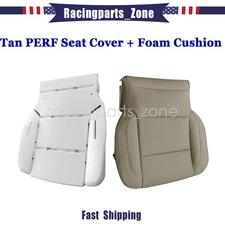 Driver Bottom PERF Leather Seat Cover Tan Foam Padding For 15-18 Suburban Tahoe