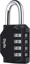4 Digit Resettable Combination Padlock, Weatherproof Locker Lock Sturdy and D