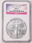 2011 $1 1oz Silver American Eagle MS69 25th Anniversary Eagle NGC 3496752-163