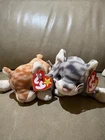 Ty Beanie Babies Vintage Lot of 2 Amber & Silver Cat Plush 1999