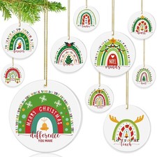 Nitial 10 Pcs Christmas Hanging Ornament Rainbow Sign Thank You Gift for Teac...