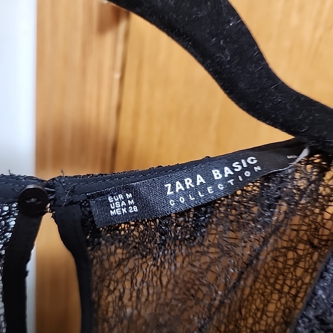 ZARA BASIC COLLECTION Black Pleated Lace Trimmed … - image 2