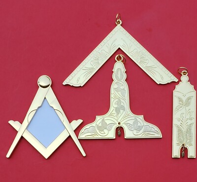 Blue Lodge Collar Jewels Junior Senior Warden Worshipful Master Double Sided 4PC