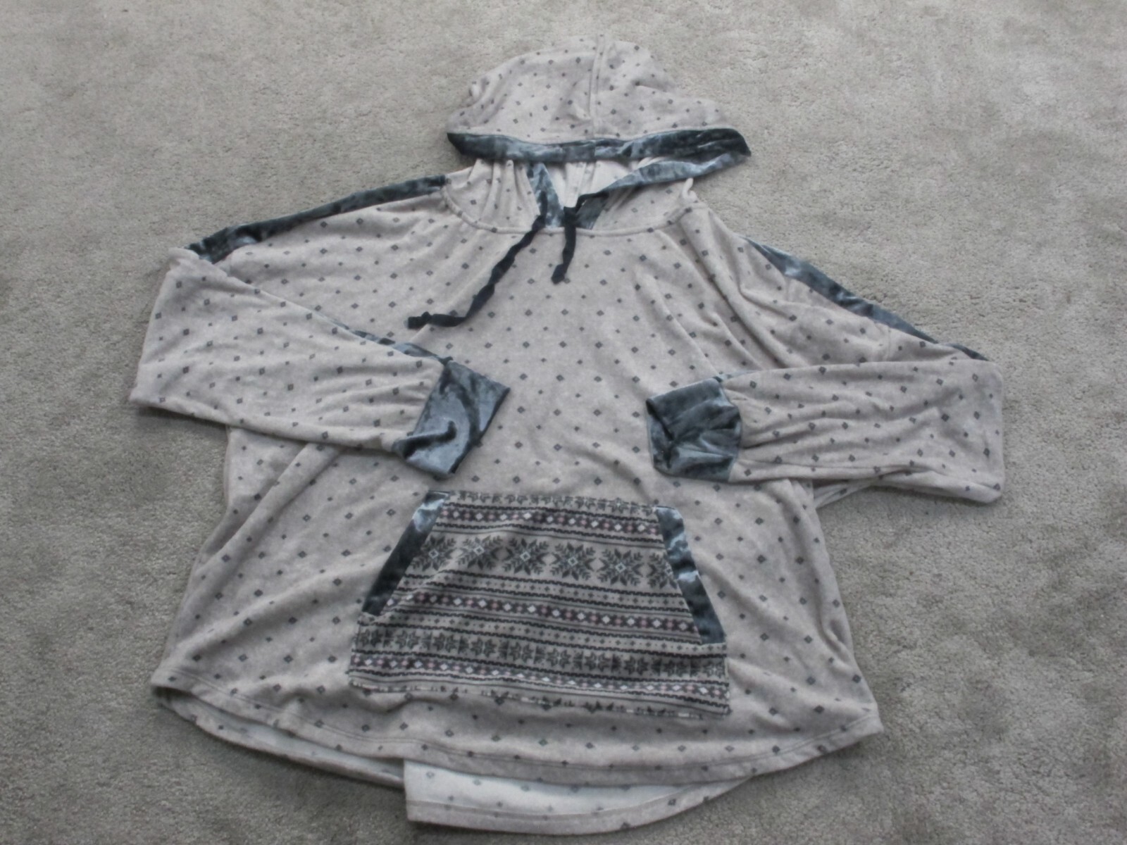Simply Vera Vera Wang Women Polka Dot Hoodie Sweatshirt Long Sleeve Gray SZ  XXL | eBay
