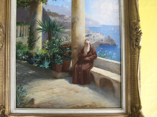 Ölgemälde Kapuzinermönch vor Amalfi - Küste aus Sammlung - Bild 2 von 6