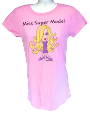 Womens Juniors David & Goliath Little Losers Miss Super Model Pink Tee T-Shirt 