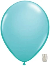 10 Pack Caribean Blue Opaque Latex 11" Balloons Brand New with Matching Ribbon