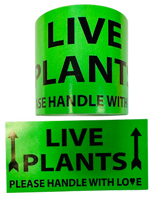 2''x4'' Live Plant w/ Arrow Labels Green Fragile Adhesive Stickers 1 RL of 300