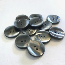 12 Buttons Pearlized Gray Brown Curved Plastic 2-Hole Sew Sewing 22 mm #BK20