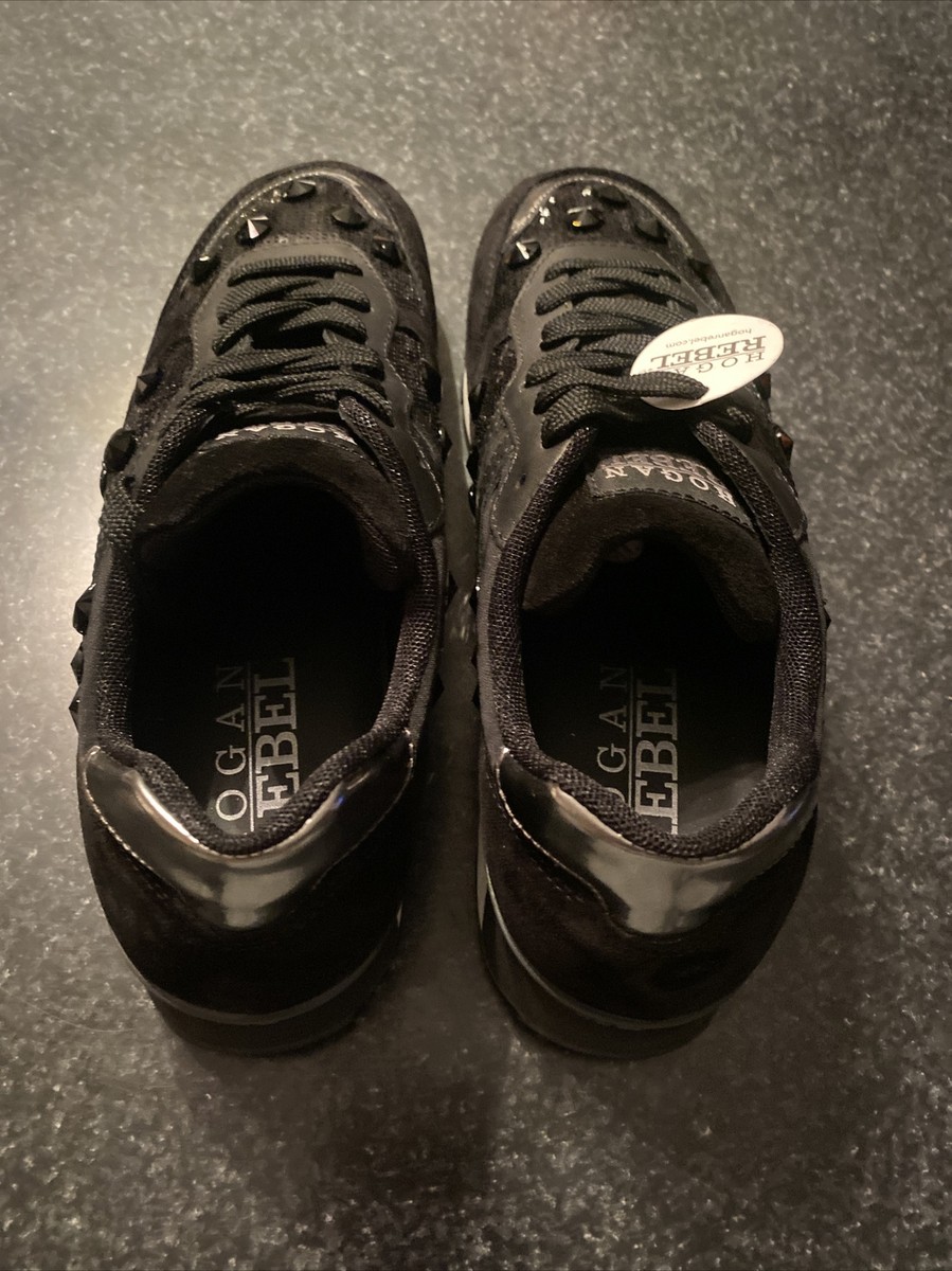 HOGAN REBEL レディーススニーカー ブラック Womens 9.5 10 40 Hogan Rebel Black Gold Snakeskin Leather