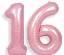 16" - 16 PINK Number Balloons 16th Birthday Party Anniversary Foil Balloon NEW
