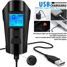 USB Rechargeable 350LM LED Bike Light Set IPX65 Waterproof Front & Rear Lights 