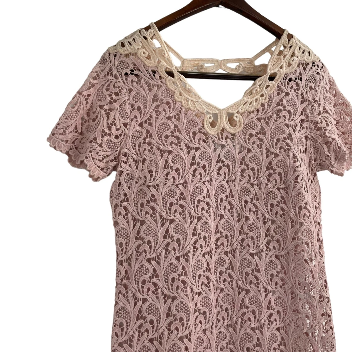 Dress the Population Pink Crochet Lace Sheath Mini Dress Womens