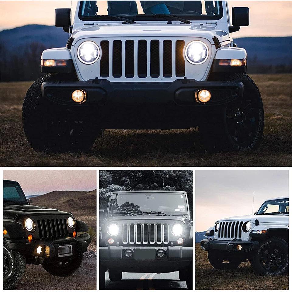 Par de faros LED proyectores redondos de 7 pulgadas de haz alto bajo ajuste para MG Midget 1969-1979 Foto 2 de 4