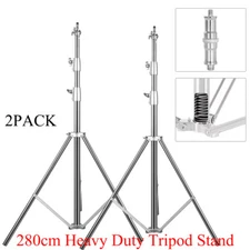 2PCS 280cm Stainless Steel Photo Heavy Duty Rack Studio Tripod Photography Stand