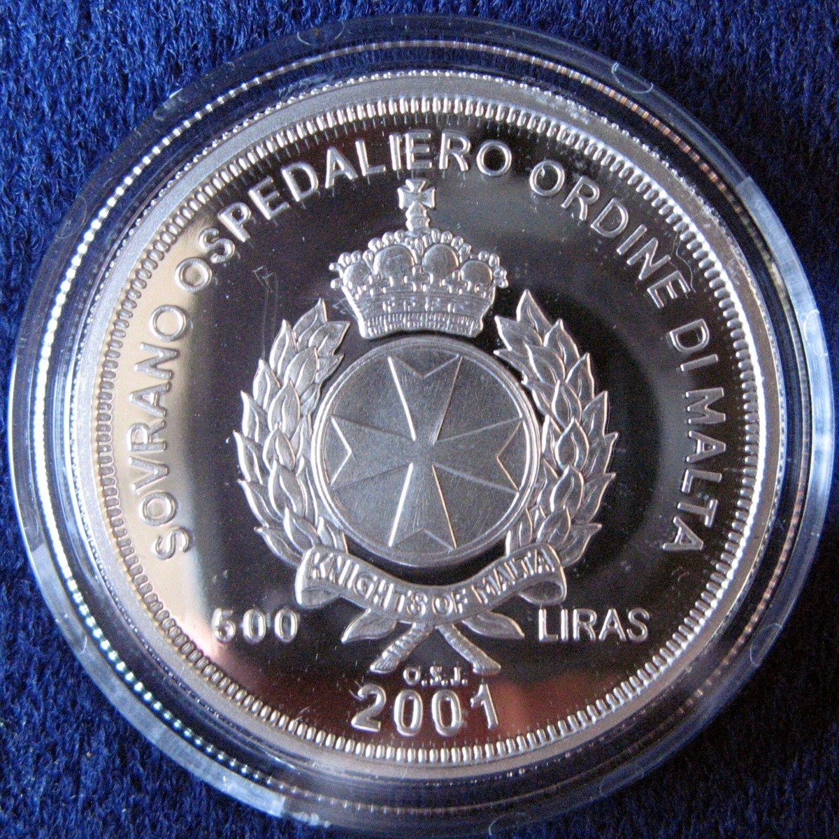 ブ*太様 ラオス　銀杯　965g ORDER OF MALTA - POSEIDON 500 LIRAS 2001 PROOF EURO 1 OZ SILVER