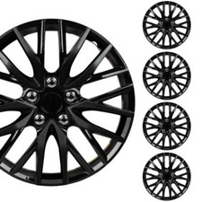 Tapacubos 16" Negro Cubiertas de Rueda A Presión Cubiertas de Llanta Paquete de 4 Cubiertas de Rueda de Coche para Coches