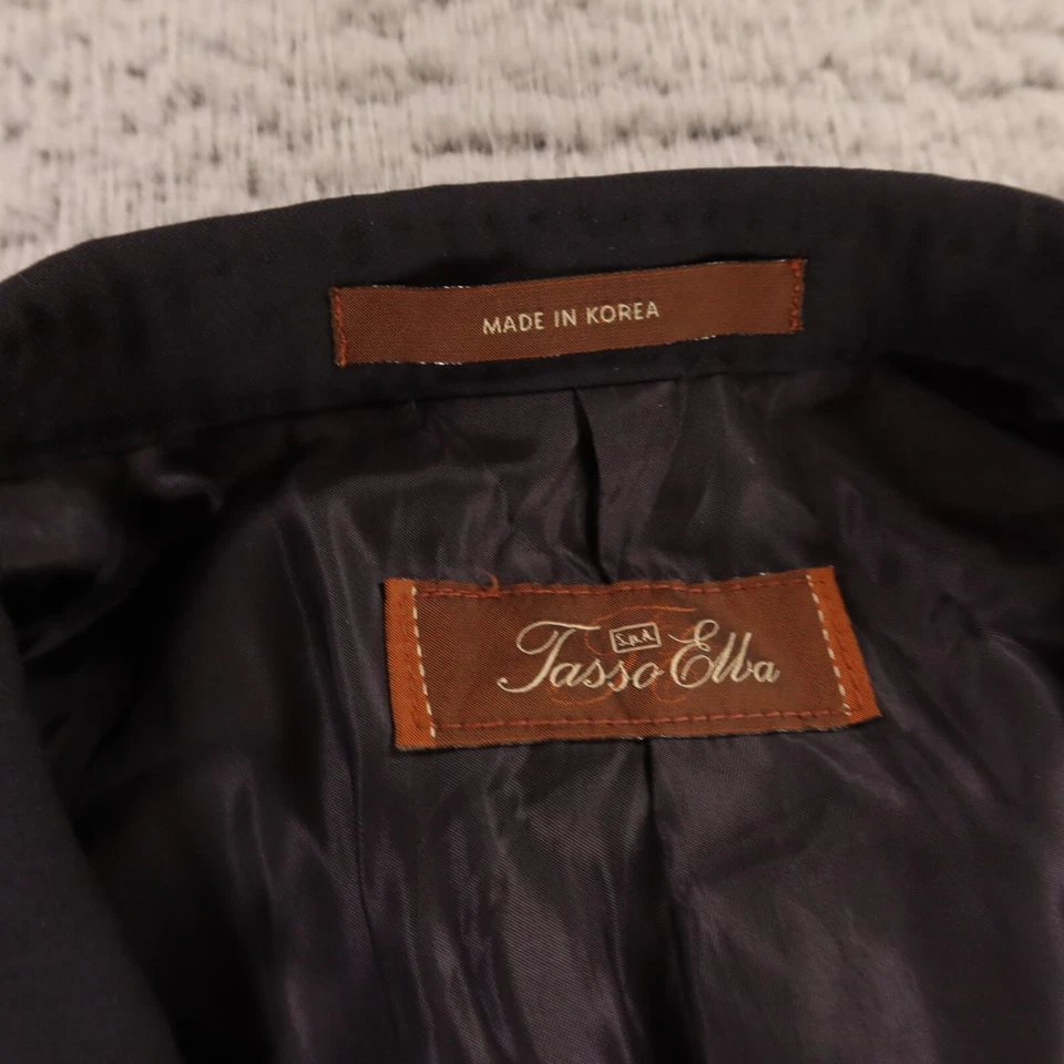 Tasso Elba Jacket XL XLT Blue 100% Wool Worsted Twill Blazer Sport Coat 48L - Image 3 of 4