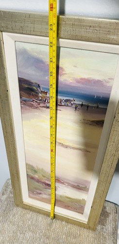 Original Painting Oil On Canvas. Fishermen With Boats On The Seashore Signed - Picture 10 of 16