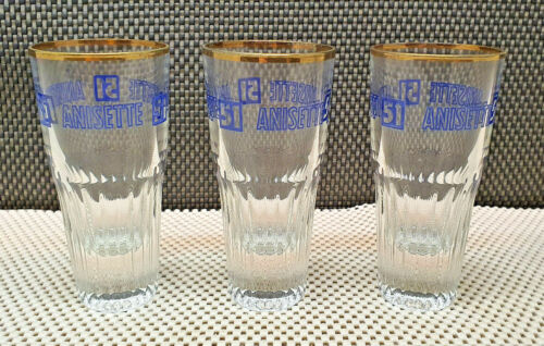 Set Of 3 Antique Lens Advertising Anisette 51 Blue And Gilding Collection - 第 1/7 張圖片