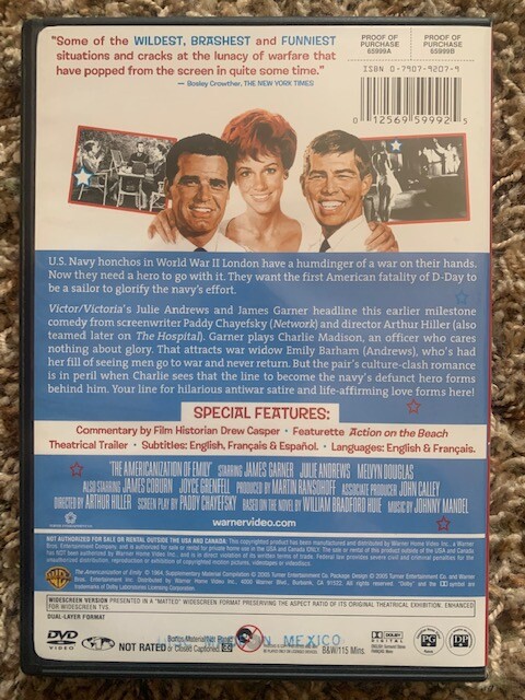 The Americanization of Emily (1964 film, 2005 DVD) James Garner