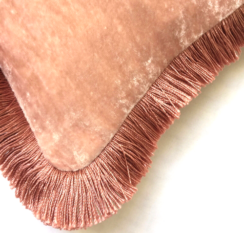 Anke Drechsel Cushion PLAIN Fringe Pink Quartz Pillow Silk Velvet Kissen Rosa - Bild 2 von 16