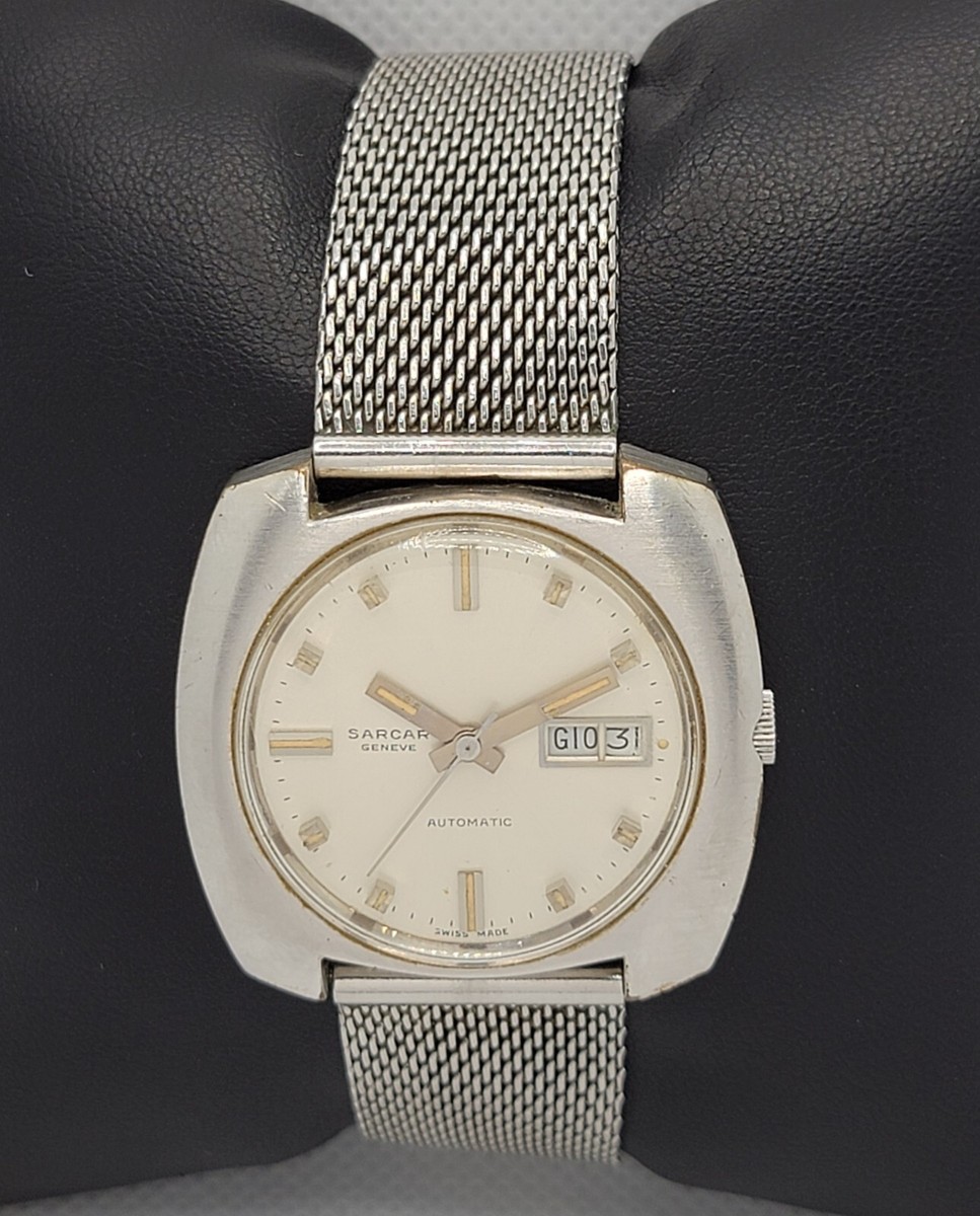 Mens Sarcar Geneve Automatic Swiss Made Silver Tone Watch L8 | eBay