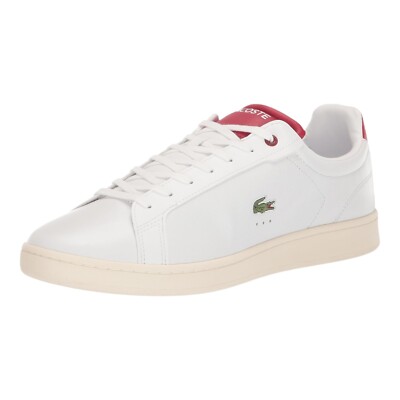 Lacoste Men's Carnaby Pro Sneakers, White/Red, 11 Medium US