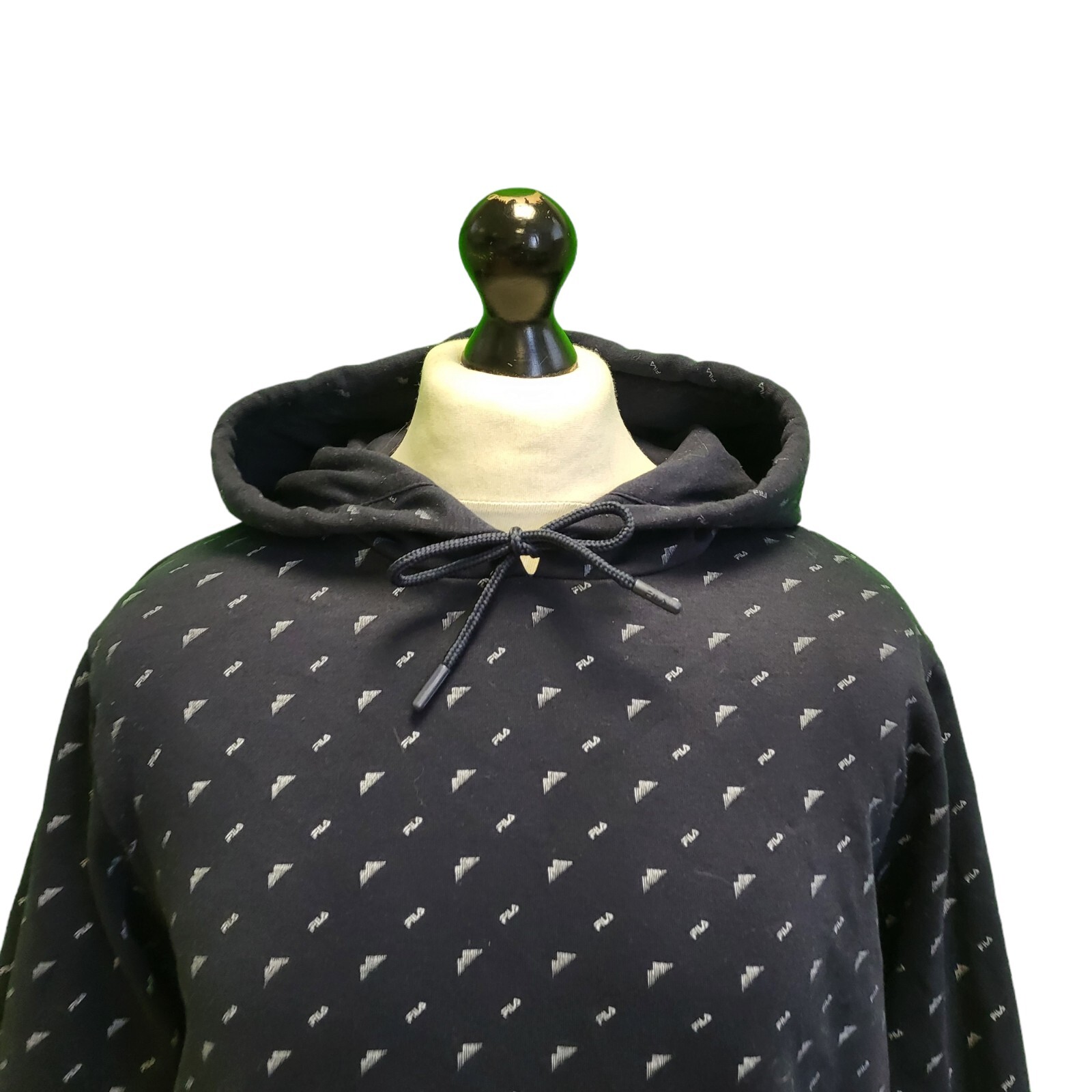 YY229 Felpa sportiva uomo Fila Navy manica lunga con cappuccio UK M EU 50